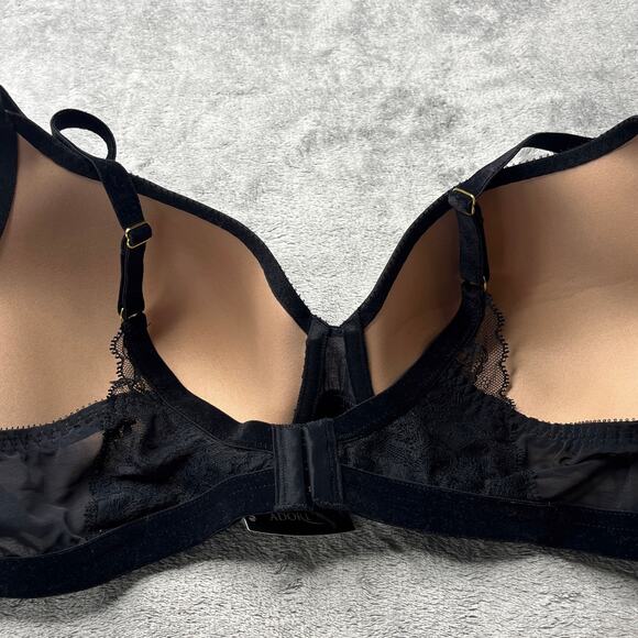 NWT Adore Me Jet Black Velvet and Lace Luxabell Full Coverage Bra 42C - Picture 2 of 5